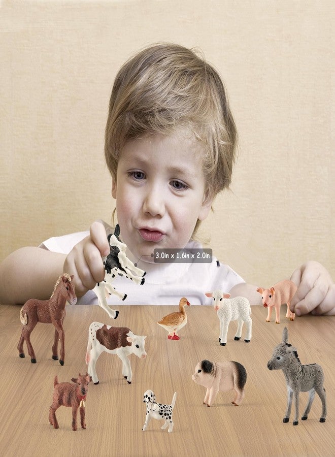Divwa 10 Pcs Baby Plastic Farm Animal Toy Figure Set for Toddler Kid 3-5 5-7 Cow Horse Goat Sheep Pig Donkey Goose Dog - Image 2